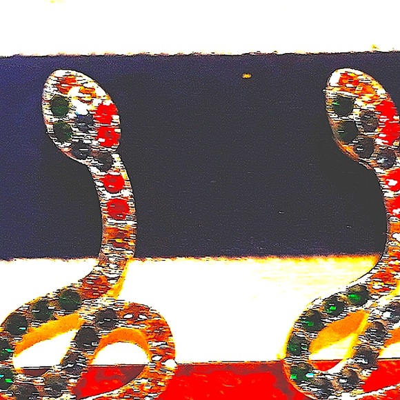 Snake Earrings Gold with crystal rhinestones multicolor GG snake design NEW - Picture 5 of 6